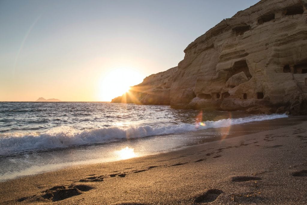 Plage de Matala en Crète