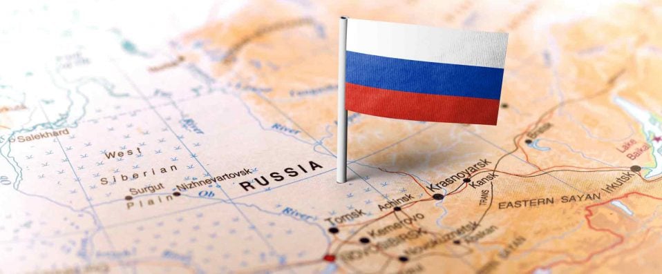 Carte et drapeau russe