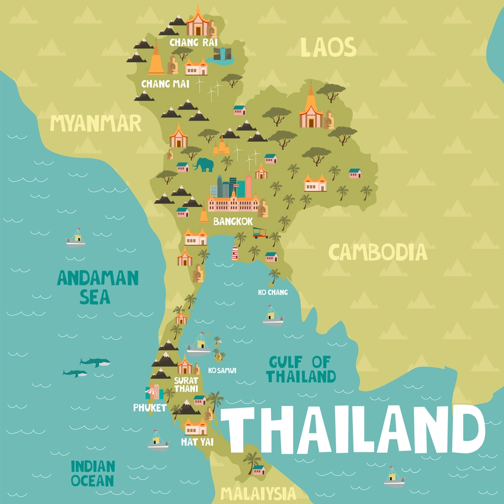 carte touristique de la Thaïlande