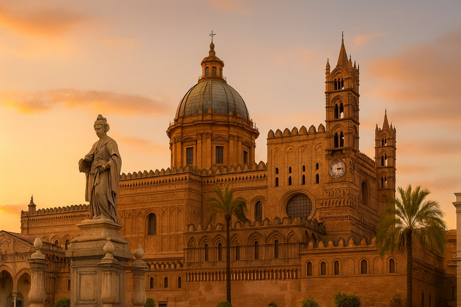 Cathédrale de Palerme au coucher du soleil